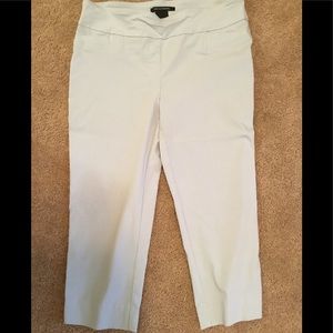 Very pale blue crop pants.